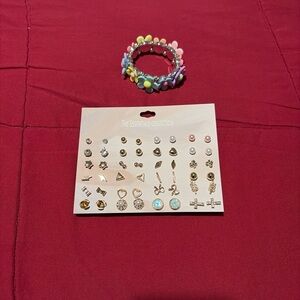 Colorful Beaded Bracelet and Earring Set